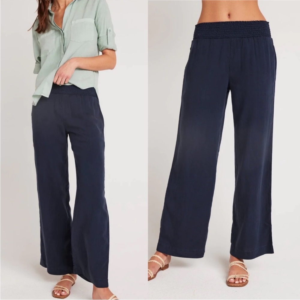 Bella dahl smocked waist wide leg navy Endless Sea S